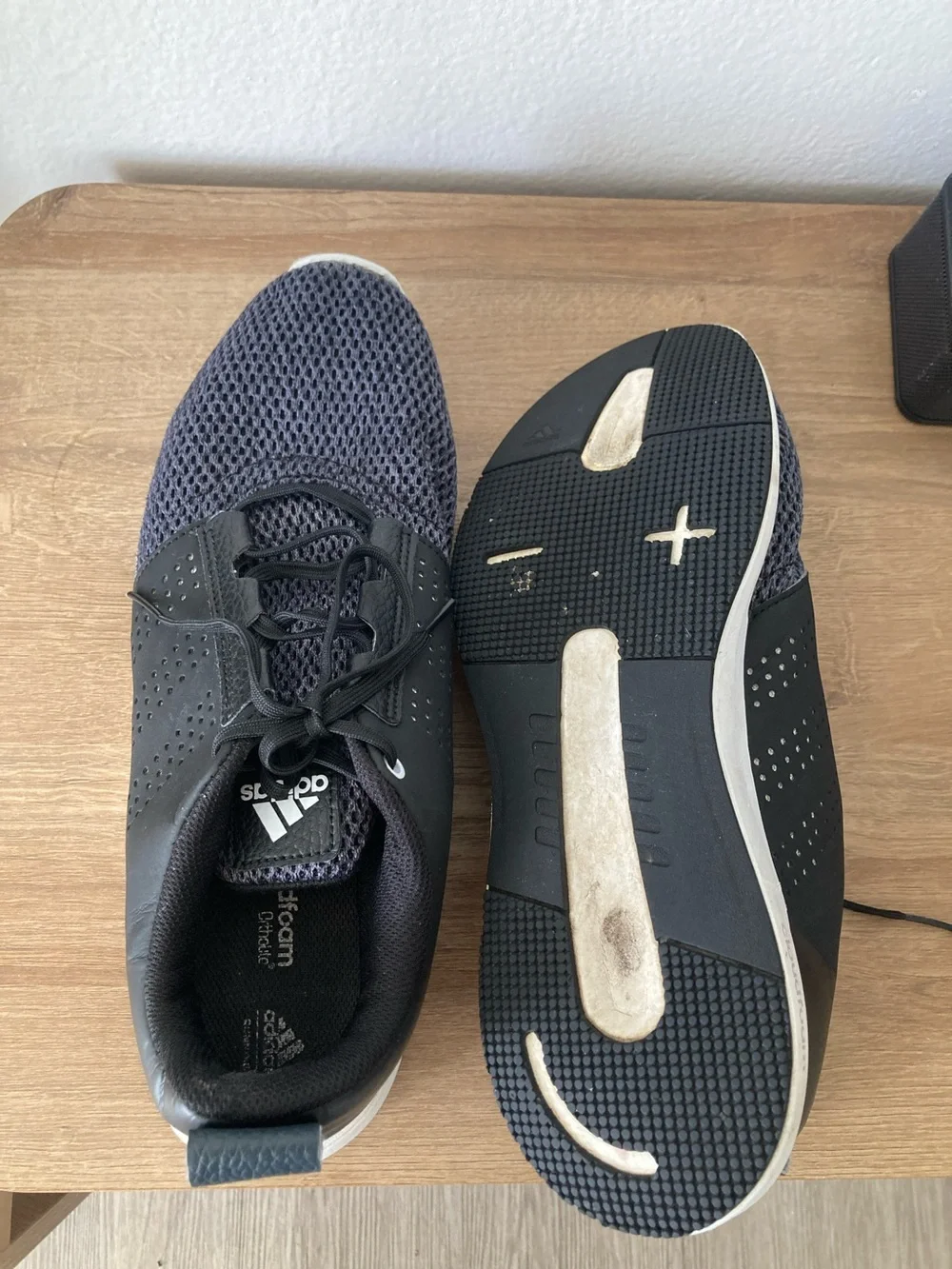 adidas Men’s Black and Gray Breathable Mesh Athletic Sneakers
